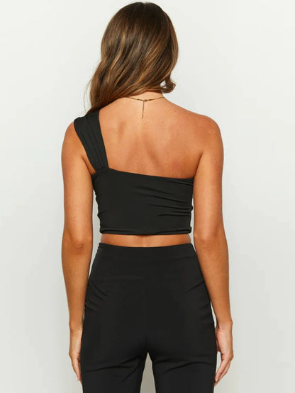 Top sexy de un hombro con vendaje torcido para mujer, sin mangas, con corte frontal, cruzado, informal, sin espalda, para fiesta y club.