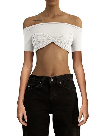 Short Sleeve Mesh Top Shirt For Women Off-Shoulder See-Through Knit Sexy Pullover Summer Sheer New 2025 Ladies T-shirt