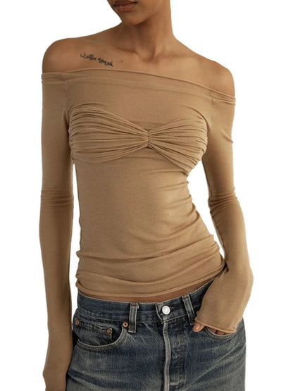 Short Sleeve Mesh Top Shirt For Women Off-Shoulder See-Through Knit Sexy Pullover Summer Sheer New 2025 Ladies T-shirt