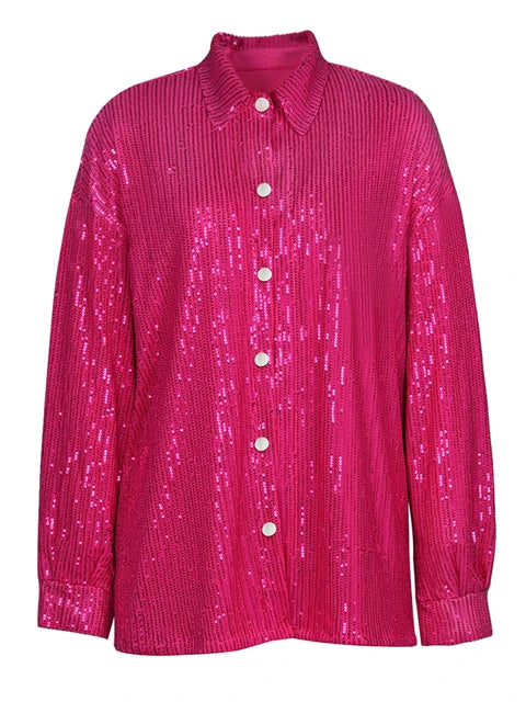Sparkly Two-piece Set Party Outfits For Womens Sequin Top Blouse Shirt And Pants Suit Female Luxury Evening Tracksuit New