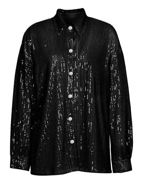 Sparkly Two-piece Set Party Outfits For Womens Sequin Top Blouse Shirt And Pants Suit Female Luxury Evening Tracksuit New