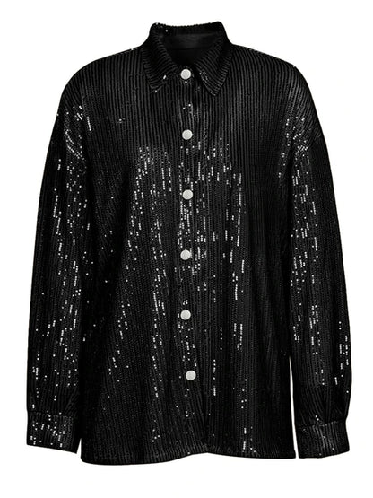 Sparkly Two-piece Set Party Outfits For Womens Sequin Top Blouse Shirt And Pants Suit Female Luxury Evening Tracksuit New
