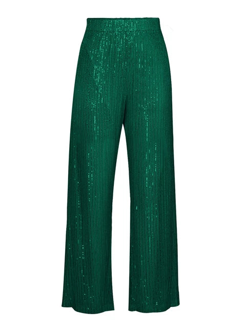 Sparkly Two-piece Set Party Outfits For Womens Sequin Top Blouse Shirt And Pants Suit Female Luxury Evening Tracksuit New