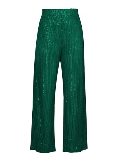 Sparkly Two-piece Set Party Outfits For Womens Sequin Top Blouse Shirt And Pants Suit Female Luxury Evening Tracksuit New