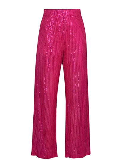 Sparkly Two-piece Set Party Outfits For Womens Sequin Top Blouse Shirt And Pants Suit Female Luxury Evening Tracksuit New