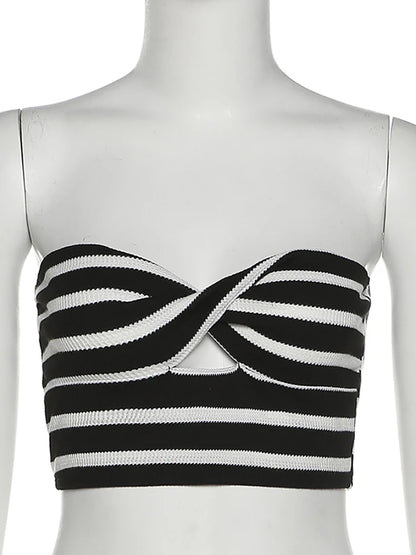 Strapless Tube Tops Sexy Sweetheart Neck Ribbed Knit Tanks Top Twisted Knot Front Sleeveless Summer Y2K Camisole Crop Top