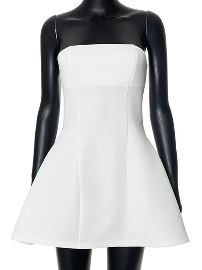 Vestido mini blanco de moda de verano para mujer, vestido de fiesta ajustado con espalda descubierta y retazos de cintura alta, vestido elegante para mujer, nuevo