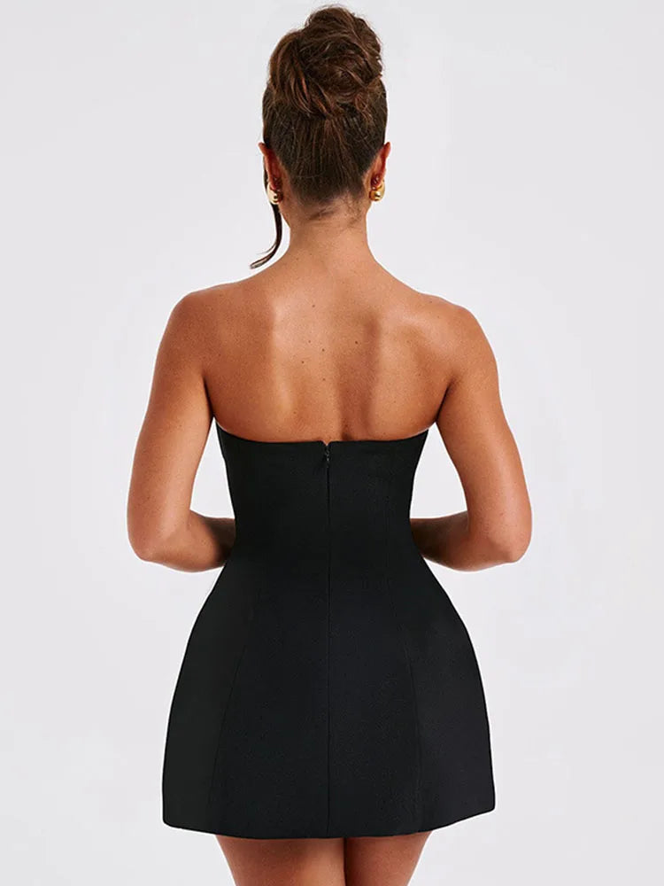 Vestido mini blanco de moda de verano para mujer, vestido de fiesta ajustado con espalda descubierta y retazos de cintura alta, vestido elegante para mujer, nuevo