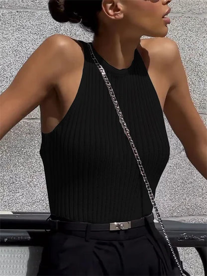 Summer Knit Hollow Out Tank Top Sleeveless For Women Slim Knitwear Pullover Women’s Y2k Top Vest Slim Sexy Female Tank Top