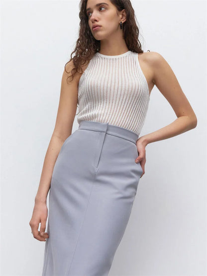 Summer Knit Hollow Out Tank Top Sleeveless For Women Slim Knitwear Pullover Women’s Y2k Top Vest Slim Sexy Female Tank Top