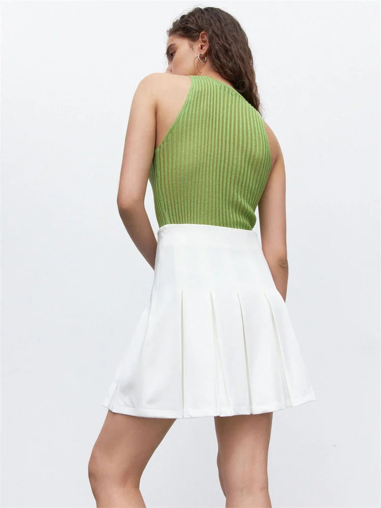 Summer Knit Hollow Out Tank Top Sleeveless For Women Slim Knitwear Pullover Women’s Y2k Top Vest Slim Sexy Female Tank Top