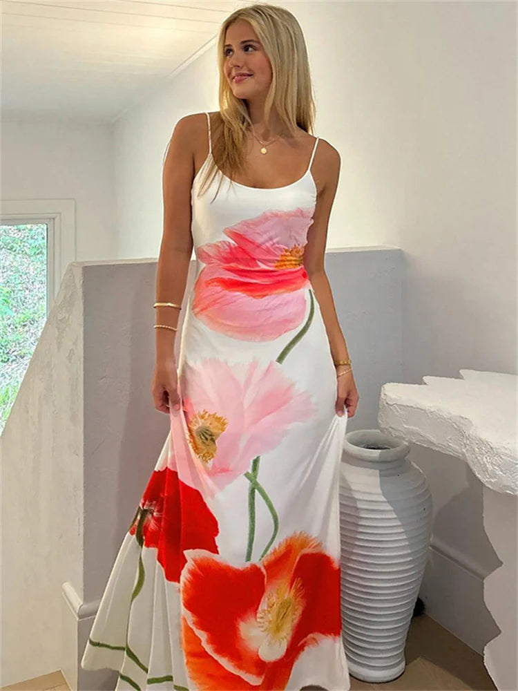Vestido halter estampado de verano para mujer: vestido largo playero