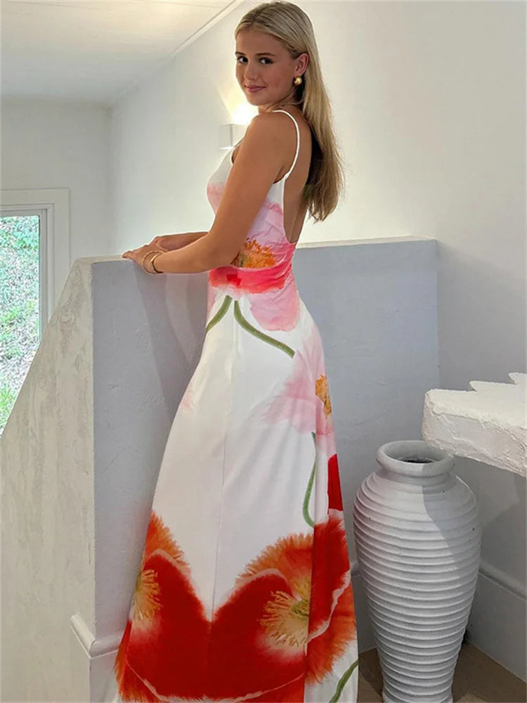 Vestido halter estampado de verano para mujer: vestido largo playero