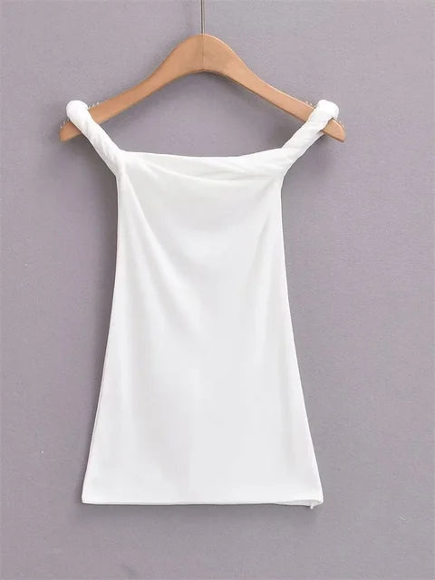 Twist Off-Shoulder Slim T-shirt Solid Patchwork Elegant Backless Women’s Top Y2k Top Pleated Casual Strapless Pullover Tee