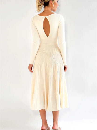 Vestido largo de punto con escote en V y espalda descubierta para mujer, elegante vestido de fiesta ajustado a la moda, vestido largo de retazos acanalados con cintura alta para mujer