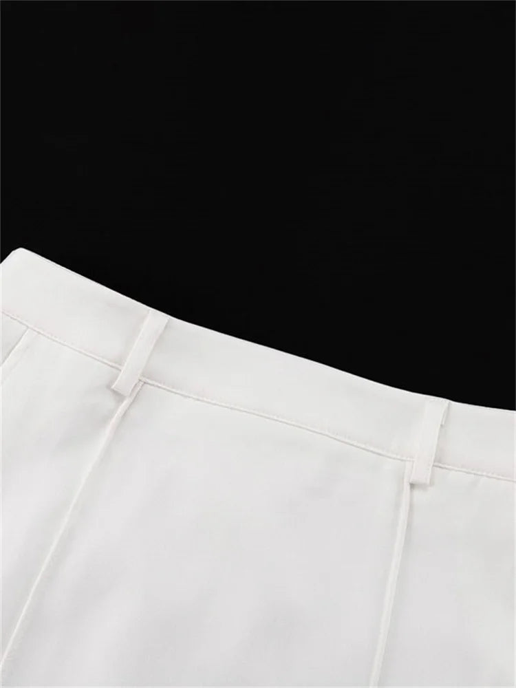 White High Waist Patchwork Long Skirt For Women Loose Casual Pocket Elegant Solid Fashion Summer 2025 Female Maxi Skirt