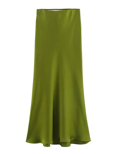 White High Waist Slim Maxi Skirt – Elegant Solid Patchwork Summer Long Skirt