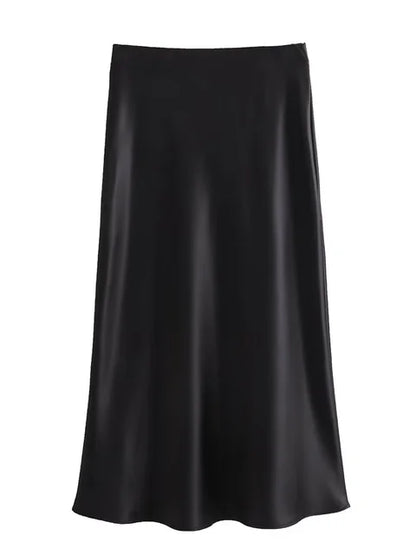 White High Waist Slim Maxi Skirt – Elegant Solid Patchwork Summer Long Skirt