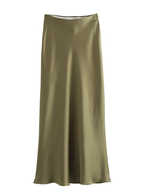 White High Waist Slim Maxi Skirt – Elegant Solid Patchwork Summer Long Skirt