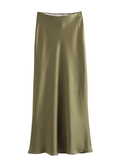 White High Waist Slim Maxi Skirt – Elegant Solid Patchwork Summer Long Skirt