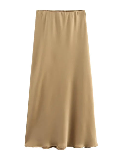 White High Waist Slim Maxi Skirt – Elegant Solid Patchwork Summer Long Skirt