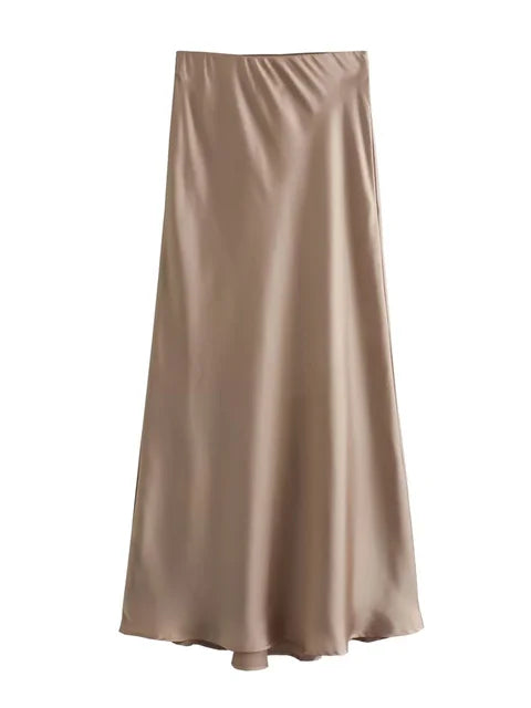 White High Waist Slim Maxi Skirt – Elegant Solid Patchwork Summer Long Skirt