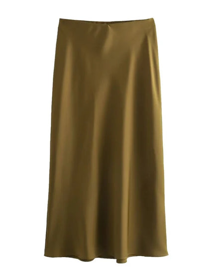 White High Waist Slim Maxi Skirt – Elegant Solid Patchwork Summer Long Skirt