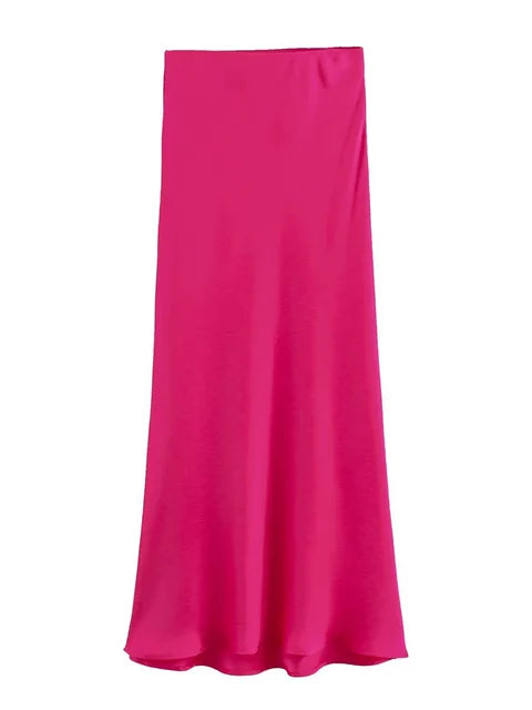 White High Waist Slim Maxi Skirt – Elegant Solid Patchwork Summer Long Skirt