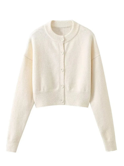 Suéter tipo cárdigan de punto blanco con retazos para mujer, moda holgada, informal, de cintura alta, ropa de calle, abrigo para mujer