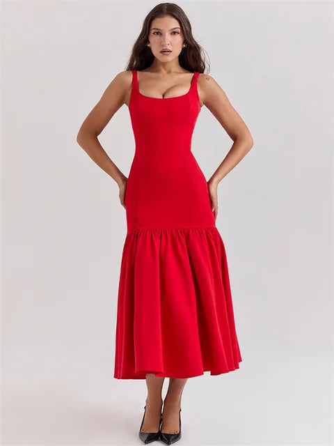 White Ruffled Patchwork Maxi Dress Female Fashion Slim High Waist Backless Pleated Summer Strapless Female Long Dress 2025