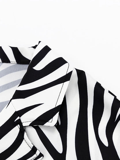 Women Two Piece Sets Outfits Zebra Printed Loose Shirt Tops And High Waist Shorts Set 2025 Casual Streetwear Summer New