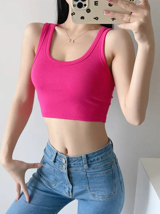 U-collar Vests 2025 Summer New Fashion Sexy Women’s Crop Tops Sling Vest Camis