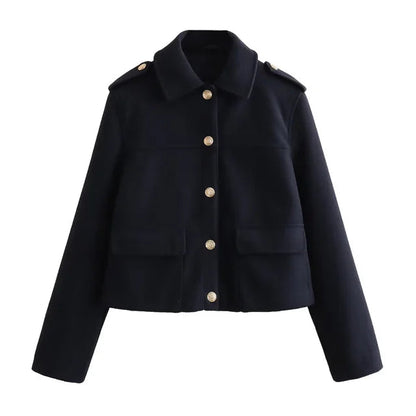 Chic Black Button Down Short Jacket | Great for Autumn Wear