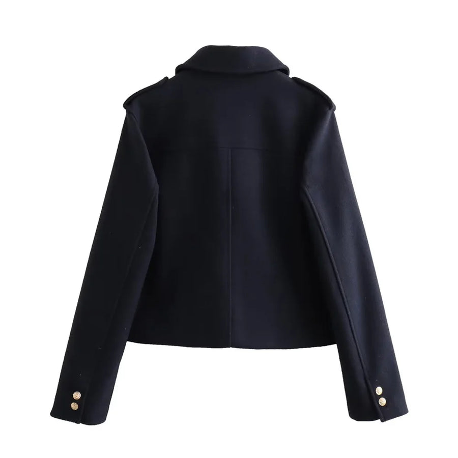 Chic Black Button Down Short Jacket | Great for Autumn Wear
