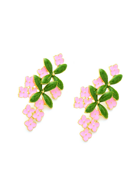 Pendientes colgantes florales de esmalte 