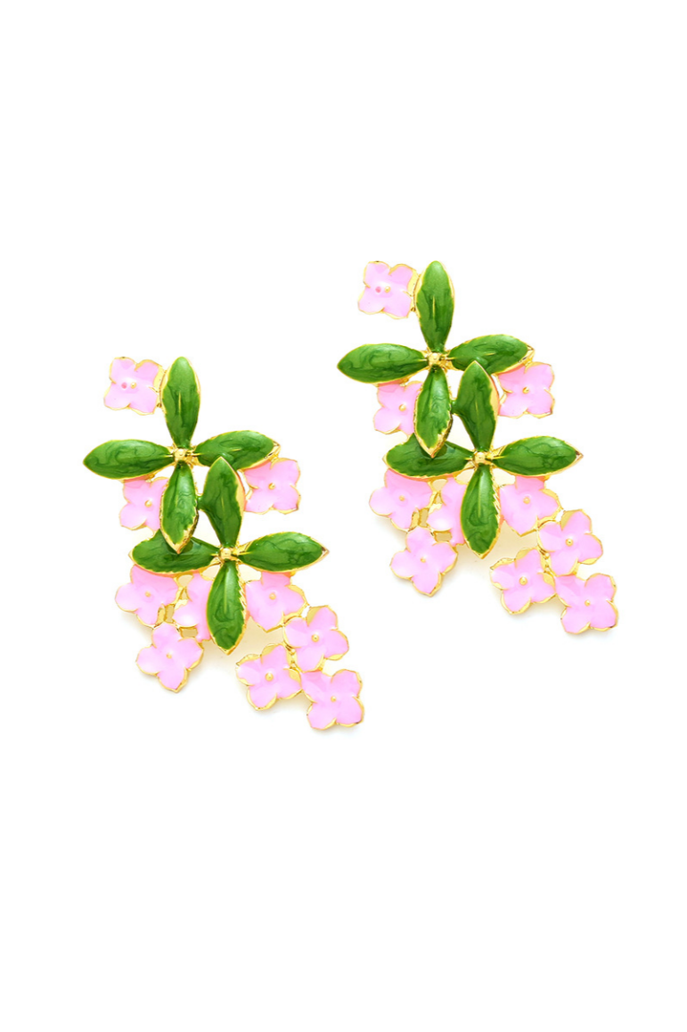 Pendientes colgantes florales de esmalte 