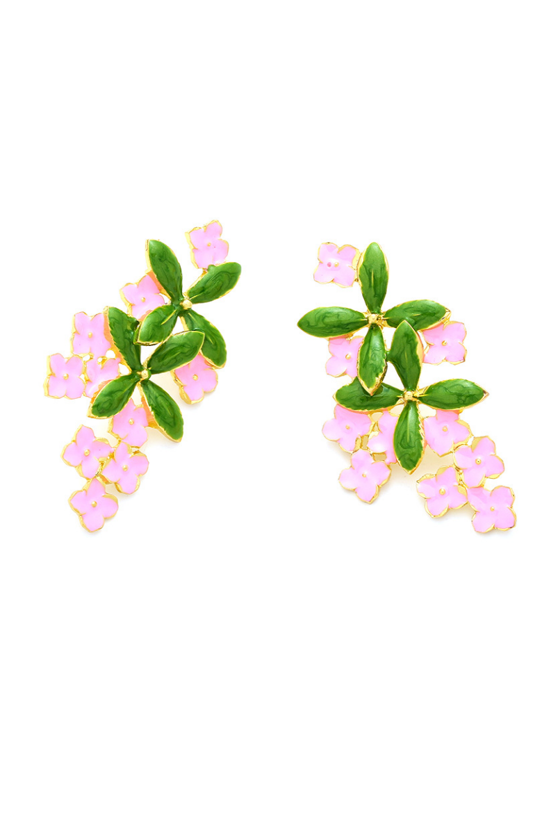 Pendientes colgantes florales de esmalte 