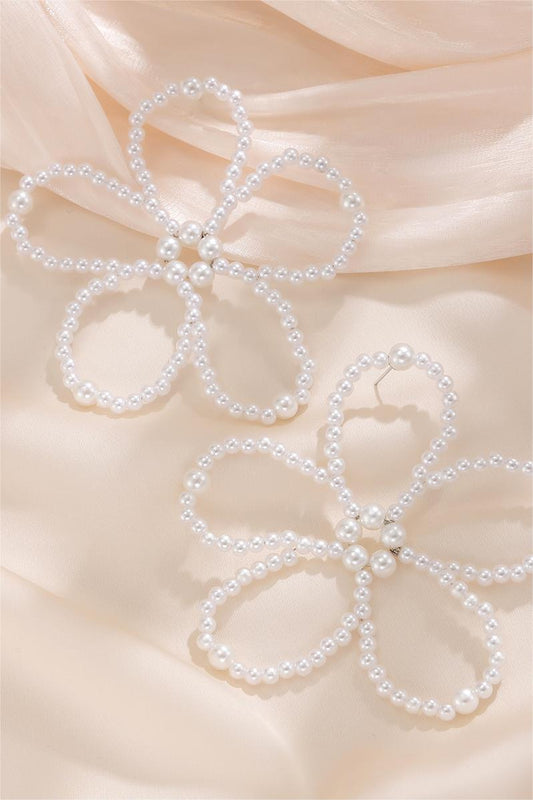 Faux Pearl Flower Shape Earrings