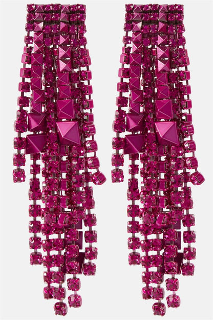 Pendientes con borlas de diamantes falsos 