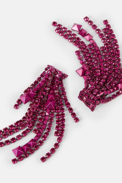 Pendientes con borlas de diamantes falsos 