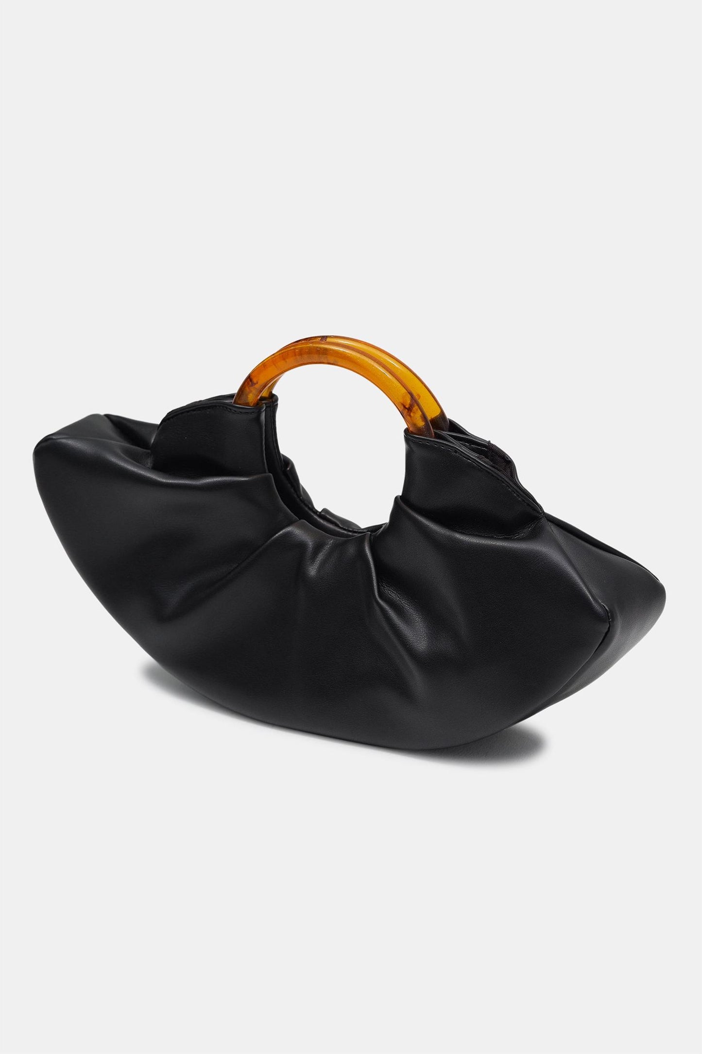 Bolso fruncido con asa acrílica de cuero sintético 