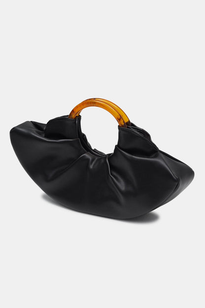 Bolso fruncido con asa acrílica de cuero sintético 