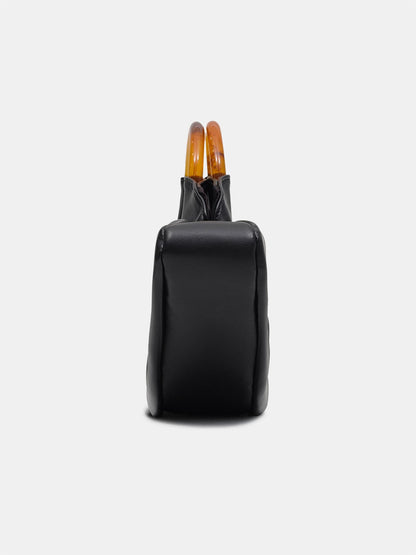 Bolso fruncido con asa acrílica de cuero sintético 
