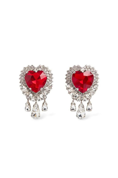 Pendientes de lágrima con diamantes de imitación en forma de corazón 