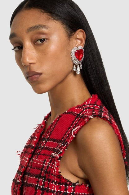 Pendientes de lágrima con diamantes de imitación en forma de corazón 