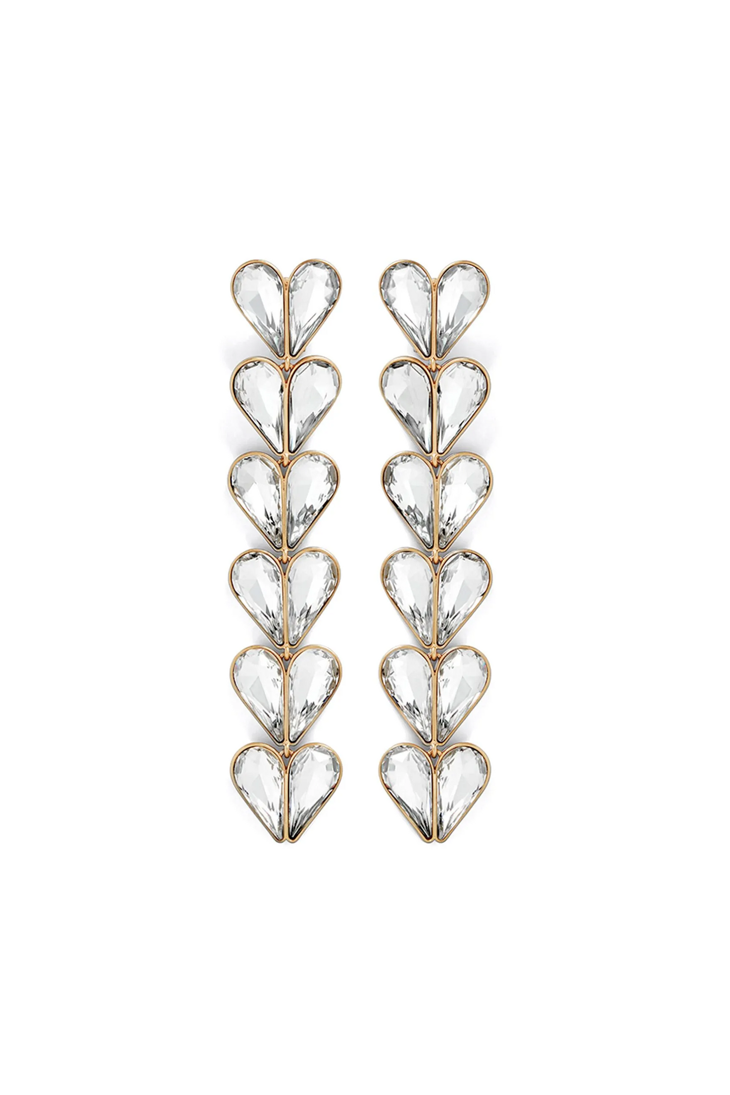 Pendientes colgantes de diamantes de imitación en forma de corazón 