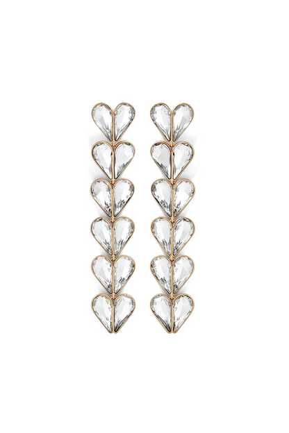 Pendientes colgantes de diamantes de imitación en forma de corazón 