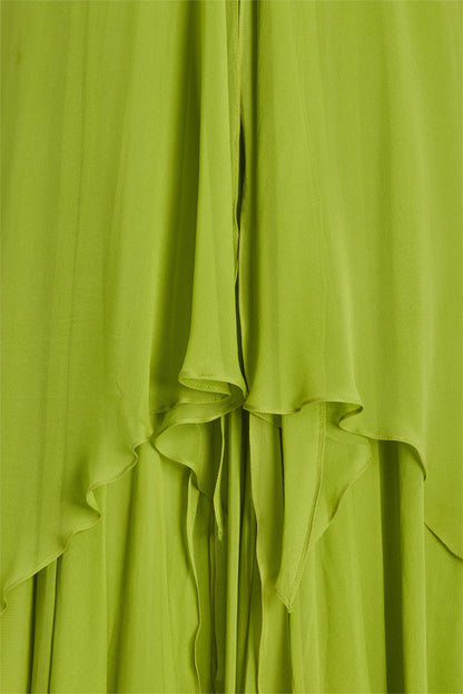 Vestido largo plisado liso con aberturas 