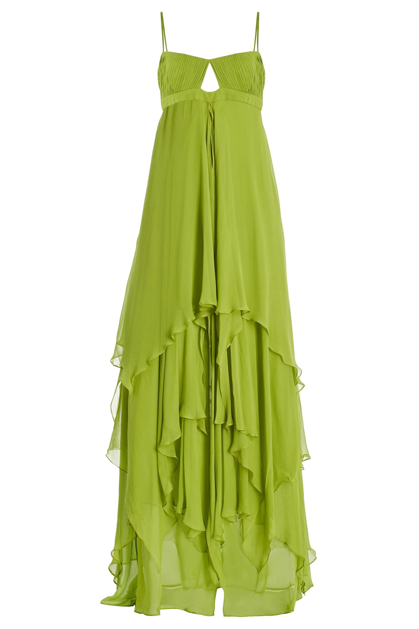 Vestido largo plisado liso con aberturas 