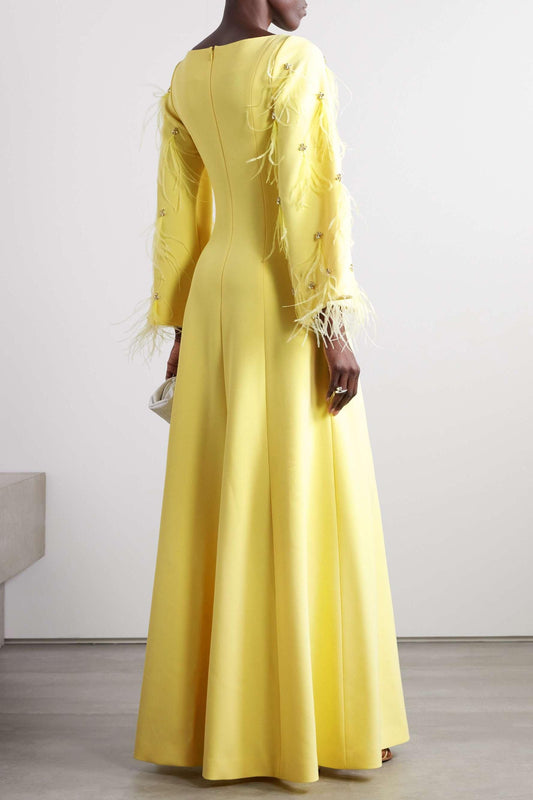 Vestido largo de satén liso con diamantes de imitación 